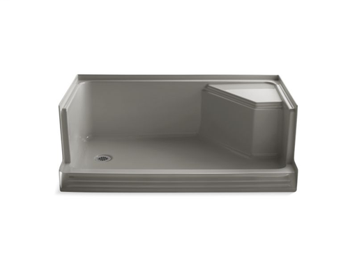 Memoirs® 60" x 36" single threshold left-hand drain shower base with integral seat at right, Cashmere