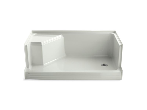 Memoirs® 60" x 36" single threshold right-hand drain shower base with integral seat at left, Dune