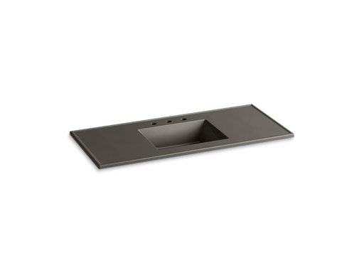 Ceramic/Impressions® 49" rectangular vanity-top bathroom sink with 8" centerset faucet holes, Cashmere Impressions