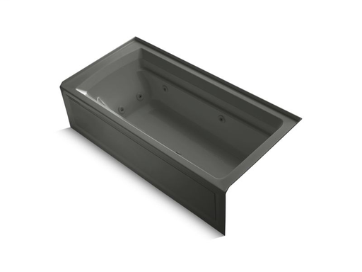 Archer® 72" x 36" alcove whirlpool with integral apron and right-hand drain, Thunder Grey