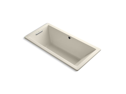 Underscore® Rectangle 66" x 32" drop-in BubbleMassage™ Air Bath with reversible drain and Bask™ heated surface, Almond