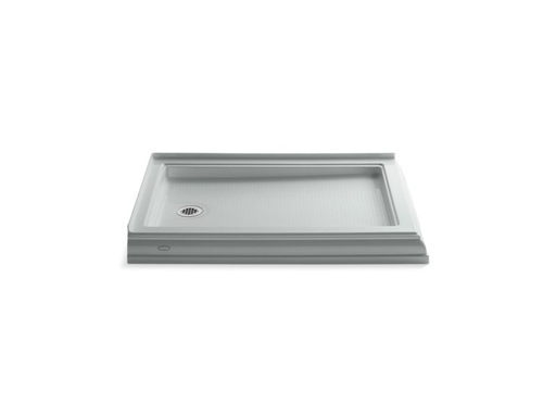 Memoirs® 48" x 34" double threshold left-hand drain shower base, Ice™ Grey
