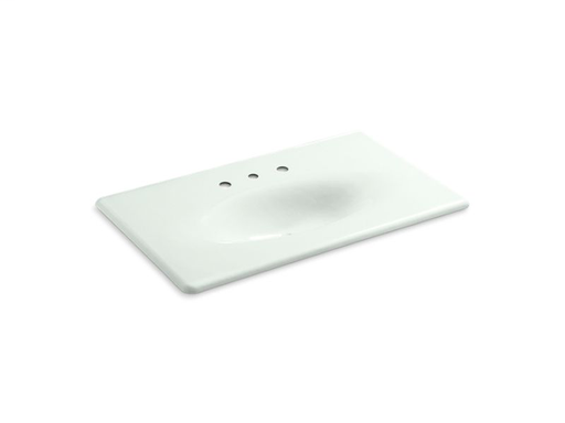 Iron/Impressions® 37" vanity-top bathroom sink with 8" widespread faucet holes, Sea Salt