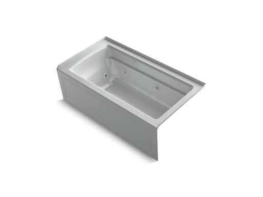 Archer® 60" x 32" integral apron whirlpool + BubbleMassage™ Air Bath with right-hand drain, Ice™ Grey