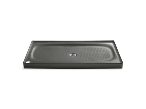 Salient® 60" x 36" single threshold center drain shower base, Thunder Grey