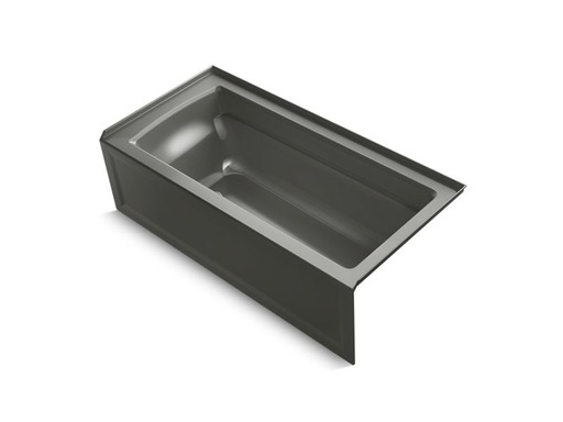 Archer® 66" x 32" three-side integral flange bath with right-hand drain, Thunder Grey