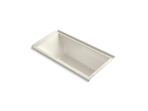 Underscore® Rectangle 60" x 30" alcove BubbleMassage™ Air Bath with Bask® heated surface and right-hand drain, Biscuit