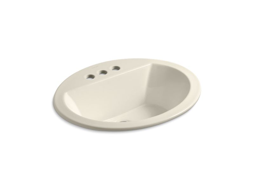 Bryant® oval drop-in bathroom sink with 4" centerset faucet holes, Almond
