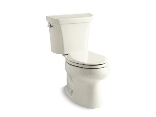 Wellworth® two-piece elongated dual-flush toilet with left-hand trip lever, seat not included, Biscuit