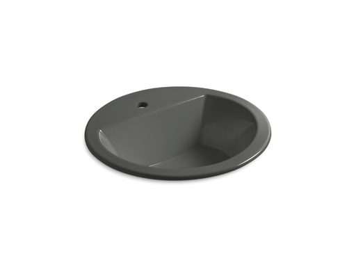 Bryant® round drop-in bathroom sink with single faucet hole, Thunder Grey