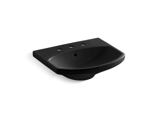 Cimarron® bathroom sink with 8" widespread faucet holes, Black Black