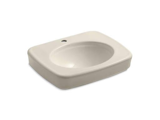 Bancroft® pedestal bathroom sink basin with single faucet hole, Almond