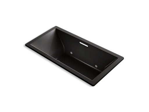Underscore® Rectangle 72" x 36" drop-in BubbleMassage™ Air Bath with chromatherapy and center drain, Black Black