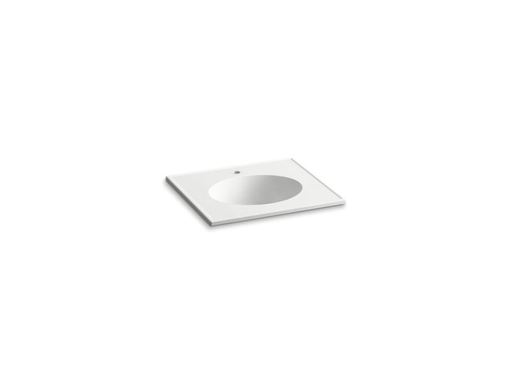 Ceramic/Impressions® 25" oval vanity-top bathroom sink with single faucet hole, White Impressions