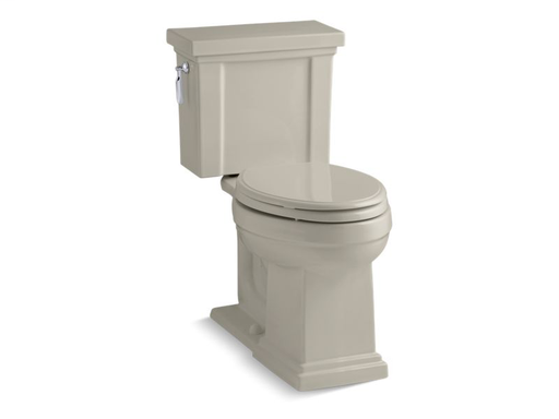 Tresham® Comfort Height® two-piece elongated 1.28 gpf toilet with AquaPiston® flushing technology and left-hand trip lever, seat not included, Sandbar