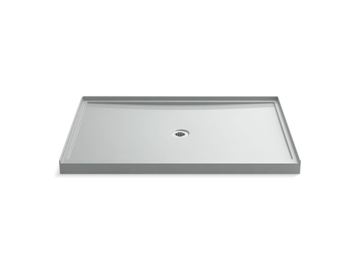 Rely® 60" x 42" single-threshold shower base with center drain, Ice™ Grey