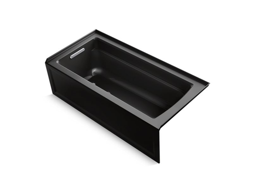 Archer® 66" x 32" three-side integral flange bath with left-hand drain, Black Black