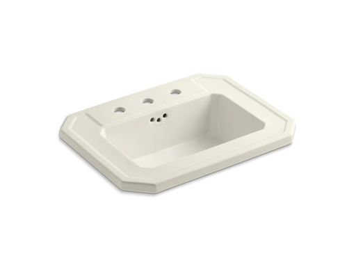 Kathryn® drop-in bathroom sink with 8" widespread faucet holes, Biscuit