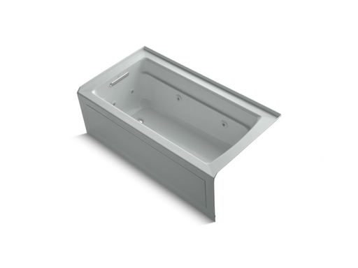 Archer® 60" x 32" alcove whirlpool with integral apron, left-hand drain and heater, Ice™ Grey