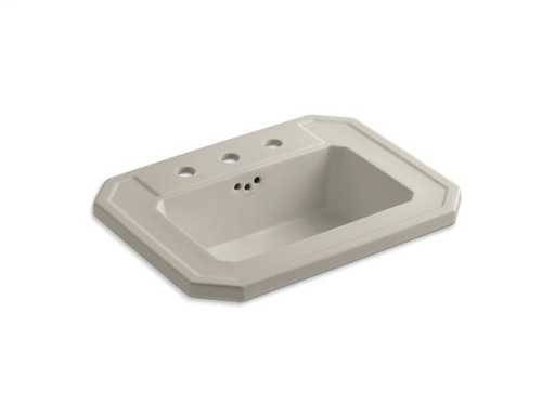 Kathryn® drop-in bathroom sink with 8" widespread faucet holes, Sandbar