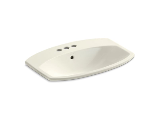 Cimarron® drop-in bathroom sink with 4" centerset faucet holes, Biscuit