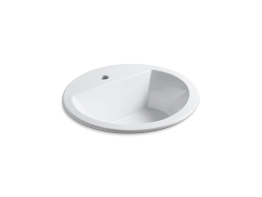 Bryant® round drop-in bathroom sink with single faucet hole, White