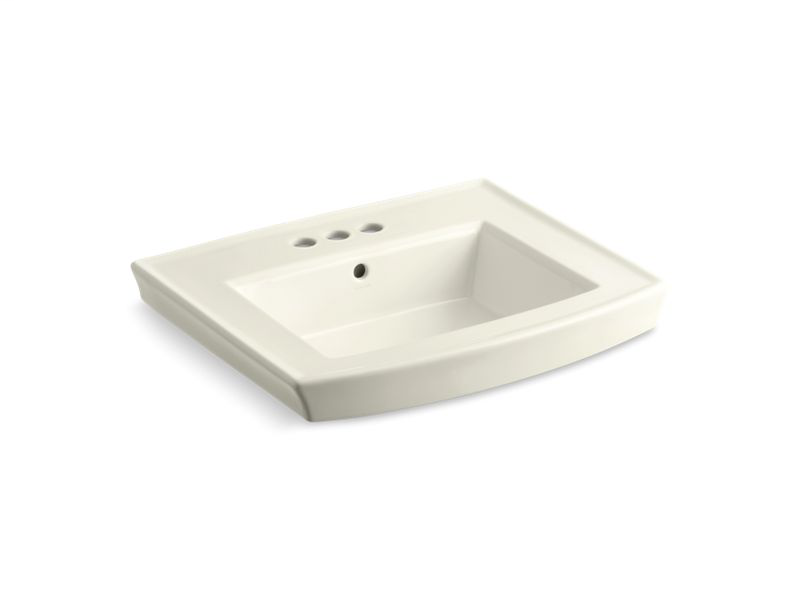 Archer® pedestal bathroom sink with 4" centerset faucet holes, Biscuit