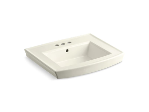 Archer® pedestal bathroom sink with 4" centerset faucet holes, Biscuit