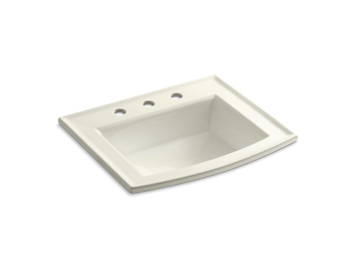 Archer® drop-in bathroom sink with 8" widespread faucet holes, Biscuit