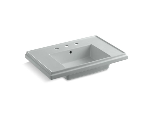 Tresham®30" pedestal bathroom sink basin with 8" widespread faucet holes, Ice™ Grey