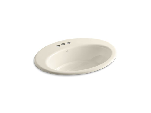 Thoreau® drop-in bathroom sink with 4" centerset faucet holes, Almond