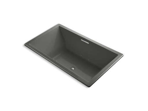 Underscore® Rectangle 72" x 42" drop-in BubbleMassage™ Air Bath with Bask® heated surface and center drain, Thunder Grey
