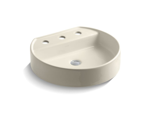 Chord® Wading Pool® bathroom sink with 8" widespread faucet holes, Almond