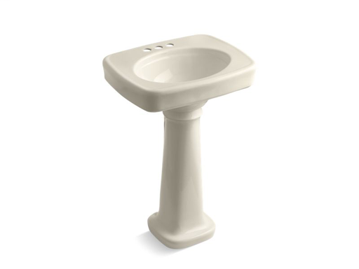 Bancroft® 24" pedestal bathroom sink with 4" centerset faucet holes, Almond