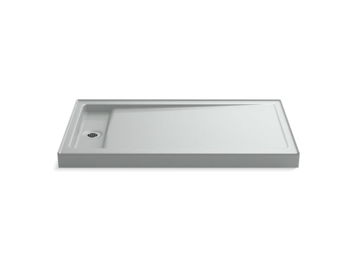 Bellwether® 60" x 34" single-threshold shower base with left center drain, Ice™ Grey