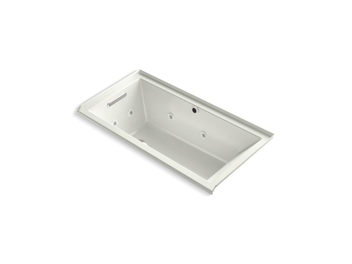 Underscore® Rectangle 60" x 30" alcove whirlpool + BubbleMassage™ Air Bath with integral flange and left-hand drain, Dune