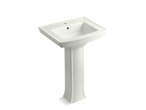 Archer® pedestal bathroom sink with single faucet hole, Dune