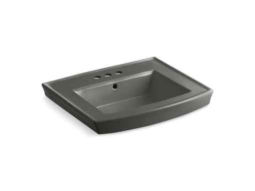 Archer® pedestal bathroom sink with 4" centerset faucet holes, Thunder Grey