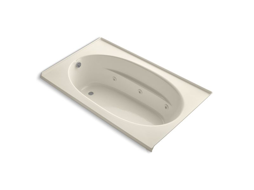 Windward® 72" x 42" alcove whirlpool with integral flange, left-hand drain and heater, Almond