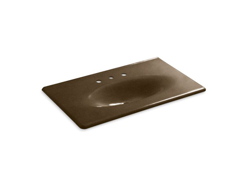 Iron/Impressions® 37" vanity-top bathroom sink with 8" widespread faucet holes, Black 'n Tan