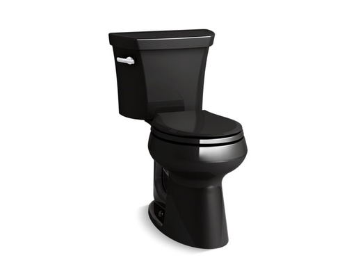 Highline® Comfort Height® two-piece round-front 1.28 gpf toilet with Class Five® flush technology and left-hand trip lever and Insuliner® tank liner, seat not included, Black Black