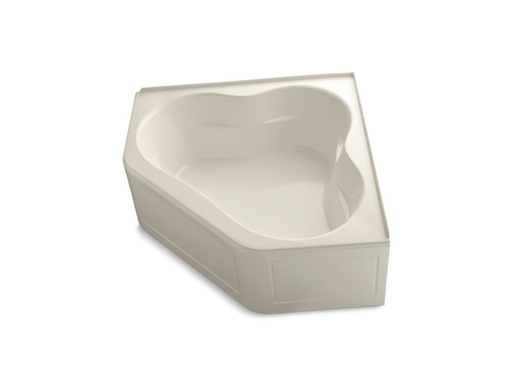 Tercet® 60" x 60" bath with integral apron and integral flange and center drain, Almond