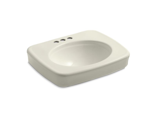 Bancroft® pedestal bathroom sink basin with 4" centerset faucet holes, Biscuit