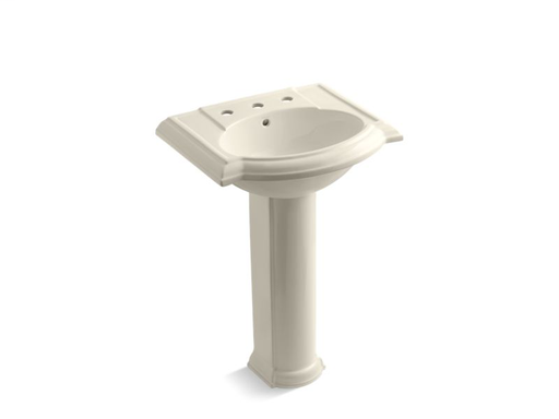 Devonshire® 24" pedestal bathroom sink with 8" widespread faucet holes, Almond