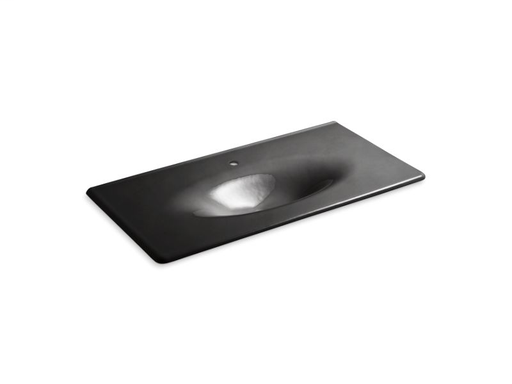 Iron/Impressions® 43" vanity-top bathroom sink with single faucet hole, Black Black