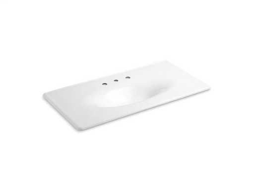 Iron/Impressions® 43" vanity-top bathroom sink with 8" widespread faucet holes, White