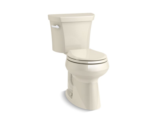 Highline® Comfort Height® two-piece round-front 1.28 gpf toilet with Class Five® flush technology and left-hand trip lever and Insuliner® tank liner, seat not included, Almond