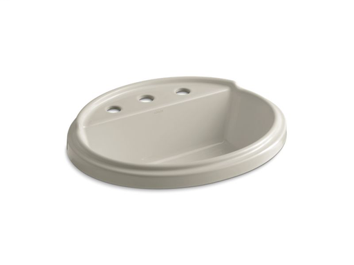 Tresham® oval drop-in bathroom sink with 8" widespread faucet holes, Sandbar