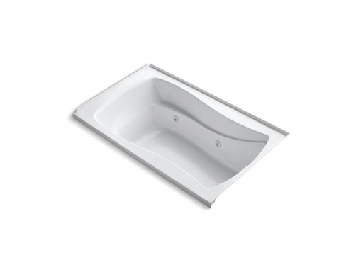 Mariposa® 60" x 36" alcove whirlpool with Bask® heated surface, integral flange and right-hand drain, White
