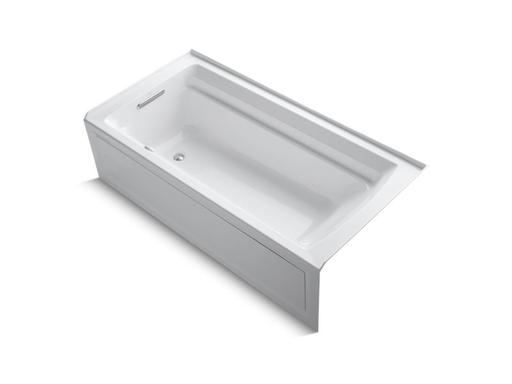 Archer® 72" x 36" alcove BubbleMassage™ Air Bath with integral flange, left-hand drain, Bask® heated surface, White